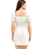 Vestido de mujer con mangas abullonadas, vestido playero de algodón, vestido midi 973350 blanco