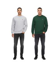 Sweat Lacoste Homme avec Logo Brodé, Pull Basique, Pull Moderne en Coton, Chemise Manches Longues SH9608 00, Gris ou Vert