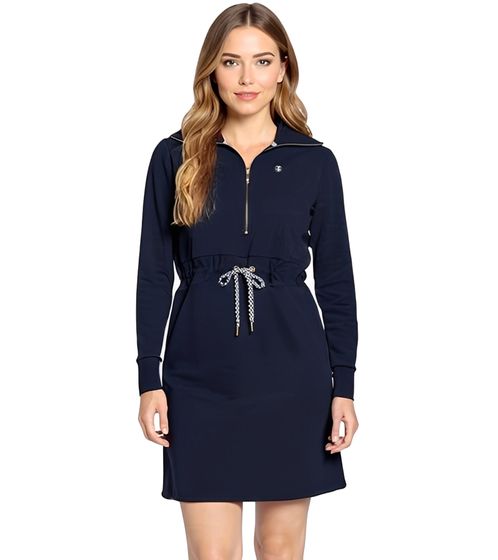 Robe courte DELMAO pour femme, robe sweat, robe en coton à manches longues, 24305512 Bleu