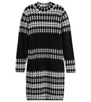 Vestido de punto para mujer con estampado Fair Isle, manga larga, otoño, 923627, negro/blanco