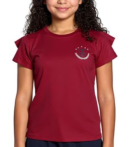 T-shirt da bambina DELMAO con maniche a volant, maglietta estiva in cotone, 71790542 Rosso