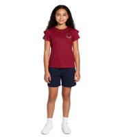 DELMAO Kinder T-Shirt für Mädchen mit Rüschen an den Ärmeln Baumwoll-Shirt Sommer-Shirt 71790542 Rot
