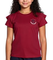 DELMAO Kinder T-Shirt für Mädchen mit Rüschen an den Ärmeln Baumwoll-Shirt Sommer-Shirt 71790542 Rot