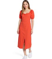 Vestido midi ligero de algodón con mangas abullonadas para mujer de AJC, vestido de verano, 47018232 rojo