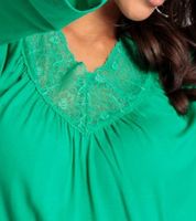 Camisa de verano para mujer LAURA SCOTT, Camiseta moderna con encaje, 64649960 Verde