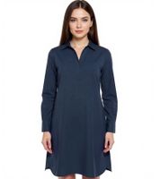 Vestido BOYSEN'S para mujer, moderno vestido blusa de manga larga de algodón puro, 66338030 Azul oscuro