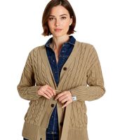 DELMAO Damen Strick-Jacke zeitlose Jacke mit Zopfstrickmuster und Bindeband 82380451 Dunkelbeige
