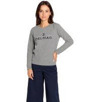 Felpa da donna DELMAO in cotone a maniche lunghe con ricamo del logo, maglia a maniche lunghe, 60996417 Grigio