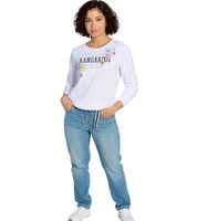 Sudadera KangaROOS de algodón para mujer con estampado floral, manga larga y cuello redondo, 93201346 blanco