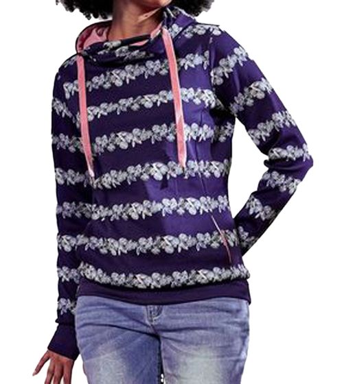 KangaROOS Damen Sweatshirt Baumwoll-Hoodie mit Blumenornamenten 69913467 Blau