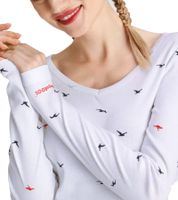 Felpa in cotone da donna KangaROOS, elegante maglia a maniche lunghe, pullover girocollo 86609137 Bianco