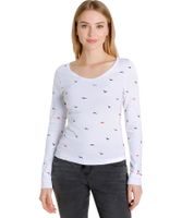Felpa in cotone da donna KangaROOS, elegante maglia a maniche lunghe, pullover girocollo 86609137 Bianco