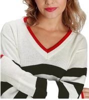 AjC Damen Strick-Pullover im College-Look Baumwoll-Pullover 89512917 Weiß/Schwarz AjC Damen Strick-Pullover im College-Look Baumwoll-Pullover 89512917 Weiß/Schwarz