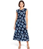 Abito lungo da donna BOYSEN'S con stampa floreale all-over, abito in jersey senza maniche 95560104 Blu scuro