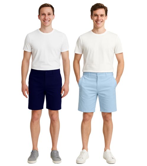 Pantalon chino bermuda décontracté pour homme Peterson avec short en lin et coton 20504682, bleu foncé ou bleu clair