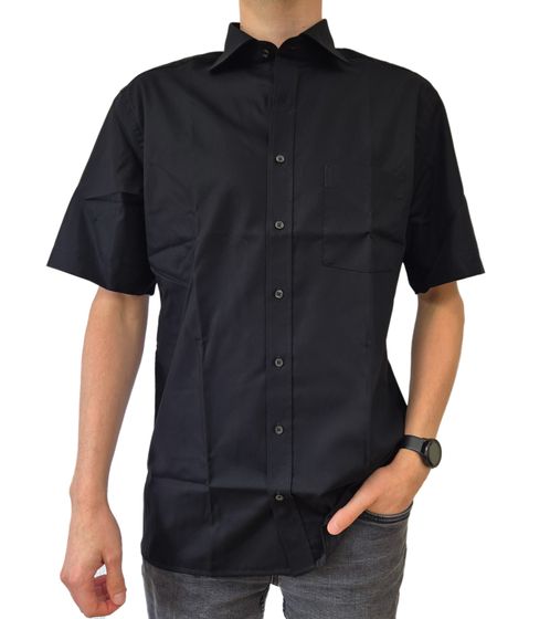 eterna Herren Kurzarm-Hemd schlichtes Business-Shirt reines Baumwoll-Hemd 391172 Schwarz