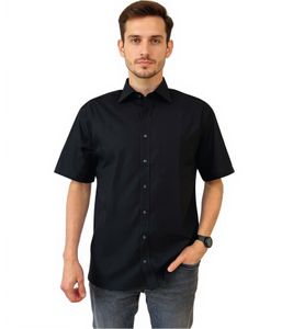 eterna Herren Kurzarm-Hemd schlichtes Business-Shirt reines Baumwoll-Hemd 391172 Schwarz