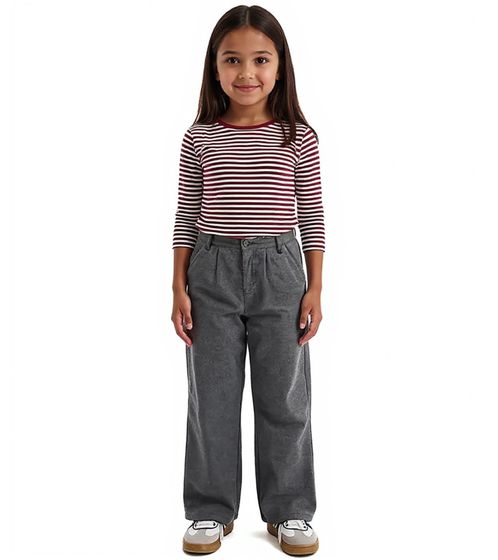 Girls' Wide-Leg Pants, Fabric Trousers, Everyday Pants, 924164 Gray