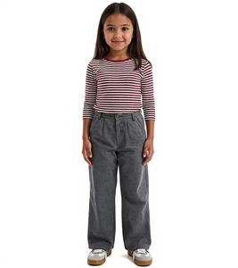 Pantaloni a gamba larga da bambina, pantaloni in tessuto, pantaloni per tutti i giorni, 924164 Grigio
