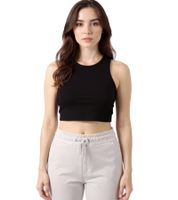 Top corto ZEGY para mujer, de algodón acanalado, sin mangas, 1085 Negro