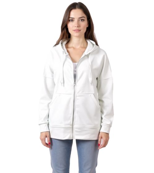 Felpa con cappuccio da donna ZEGY, felpa in cotone con zip, 1083 Bianco
