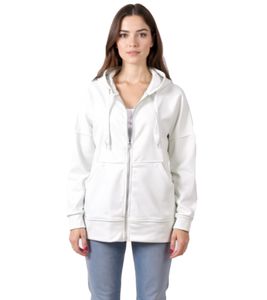ZEGY Damen Sweat-Jacke mit Kapuze Baumwoll-Sweater Zip Hoodie 1083 Weiß