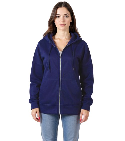Felpa con cappuccio da donna ZEGY in cotone con cerniera 1083 blu navy