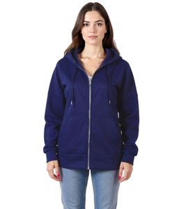 Felpa con cappuccio da donna ZEGY in cotone con cerniera 1083 blu navy