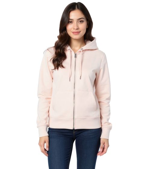 ZEGY Damen Sweat-Jacke mit Kapuze Baumwoll-Sweater Zip Hoodie 1083 Rosa