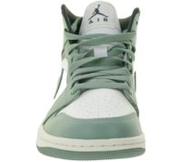 NIKE Air Jordan 1 Mid Damen Sneaker Echtleder Turnschuhe Mid-Top Sneaker BQ6472-130 Weiß/Grün/Schwarz