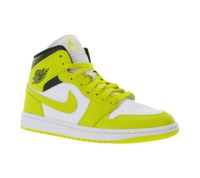 Zapatillas Nike Air Jordan 1 Mid de piel auténtica para mujer, caña media, BQ6472-170, blanco/amarillo/negro