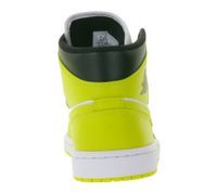 Zapatillas Nike Air Jordan 1 Mid de piel auténtica para mujer, caña media, BQ6472-170, blanco/amarillo/negro