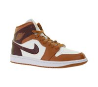 NIKE Air Jordan 1 Mid Women's Genuine Leather Sneakers Mid-Top Sneakers BQ6472-200 White/Red/Brown