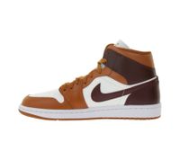 NIKE Air Jordan 1 Mid Women's Genuine Leather Sneakers Mid-Top Sneakers BQ6472-200 White/Red/Brown