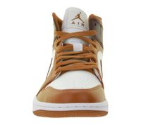 NIKE Air Jordan 1 Mid Women's Genuine Leather Sneakers Mid-Top Sneakers BQ6472-200 White/Red/Brown
