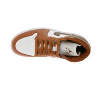 NIKE Air Jordan 1 Mid Women's Genuine Leather Sneakers Mid-Top Sneakers BQ6472-200 White/Red/Brown