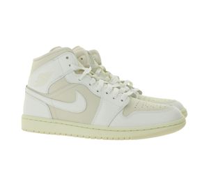 NIKE Air Jordan 1 Mid Damen Sneaker Echtleder Turnschuhe Mid-Top Sneaker BQ6472-201 Weiß/Hellbraun/Beige NIKE Air Jordan 1 Mid Damen Sneaker Echtleder Turnschuhe Mid-Top Sneaker BQ6472-201 Weiß/Hellbraun/Beige