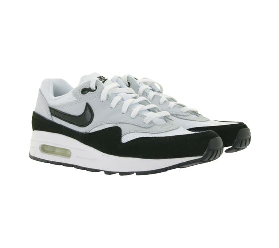 NIKE Air Max 1 Kinder Sneaker Mädchen und Jungen Echtleder Turnschuhe Low-Top Sneaker DZ3307-106 Weiß/Schwarz
