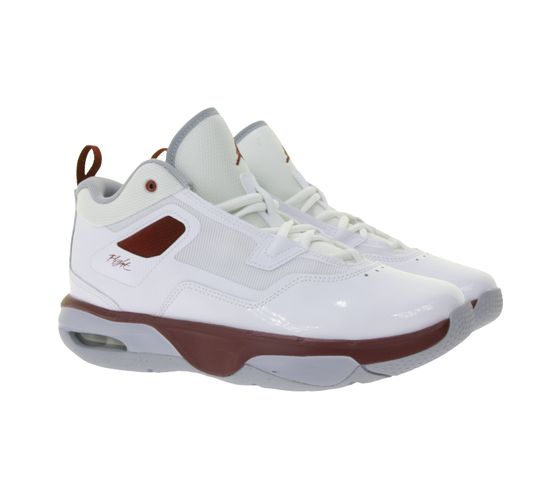 NIKE JORDAN Stay Loyal 3 Kinder Sneaker Mädchen und Jungen Echtleder Turnschuhe Low-Top Basketball FB9922-160 Weiß/Rot