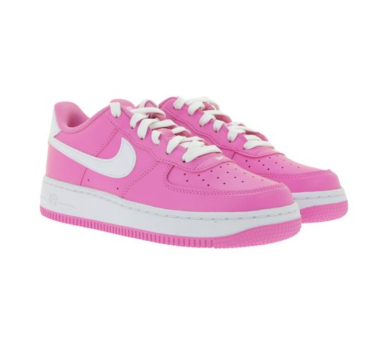 Zapatillas NIKE Air Force 1 para niñas, piel auténtica, caña baja, FV5948 600 rosa/blanco