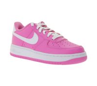NIKE Air Force 1 Kids' Sneakers for Girls, Genuine Leather, Teenage Low-Top Sneakers, FV5948 600 Pink/White