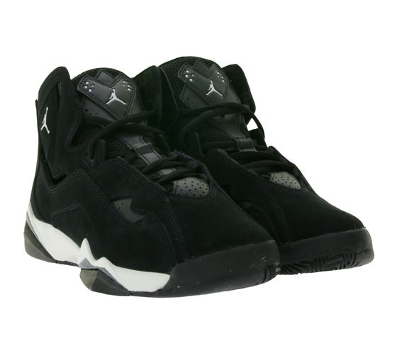 NIKE JORDAN True Flight Kids' Sneakers Girls and Boys Genuine Leather Mid-Top Basketball Shoes 343795-050 Black