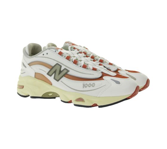 New Balance 1000 Sneaker Echtleder-Schuhe Damen und Herren Retro-Schuhe mit ABZORB Dämpfung M1000CB Weiß/Beige/Rot