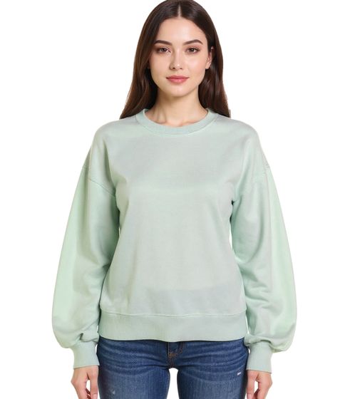 Sudadera ZEGY para mujer, jersey sencillo de algodón, cuello redondo, 1065 Verde Menta