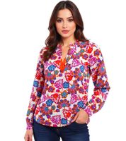 Chemisier-tunique d'été ZWILLINGSHERZ Alex pour femme à motif floral 33103-1 Blanc/Bleu/Rose/Orange