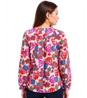 Chemisier-tunique d'été ZWILLINGSHERZ Alex pour femme à motif floral 33103-1 Blanc/Bleu/Rose/Orange