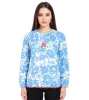 Chemisier d'été en coton pour femme ZWILLINGSHERZ « Papillon » à motif floral 33213-87 Bleu/Vert