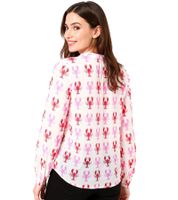 Chemisier tunique d'été femme ZWILLINGSHERZ Lobster à motif crabe 33220-22 Blanc/Rose/Rouge