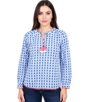 Blusa estiva in cotone da donna Twinheart "Droplet" con motivo a goccia 33217-89 Blu/Rosa