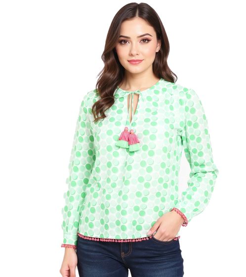 Chemisier tunique d'été à pois ZWILLINGSHERZ pour femme 33215-69 Vert/Blanc/Rose